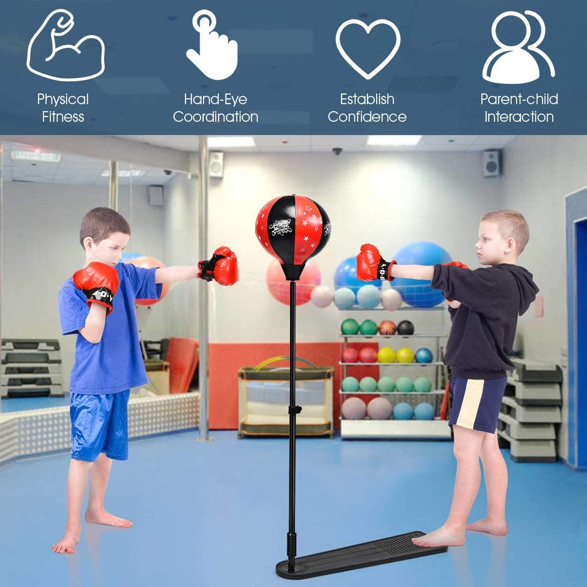 Kids Punching Bag, Height Adjustable Boxing Set