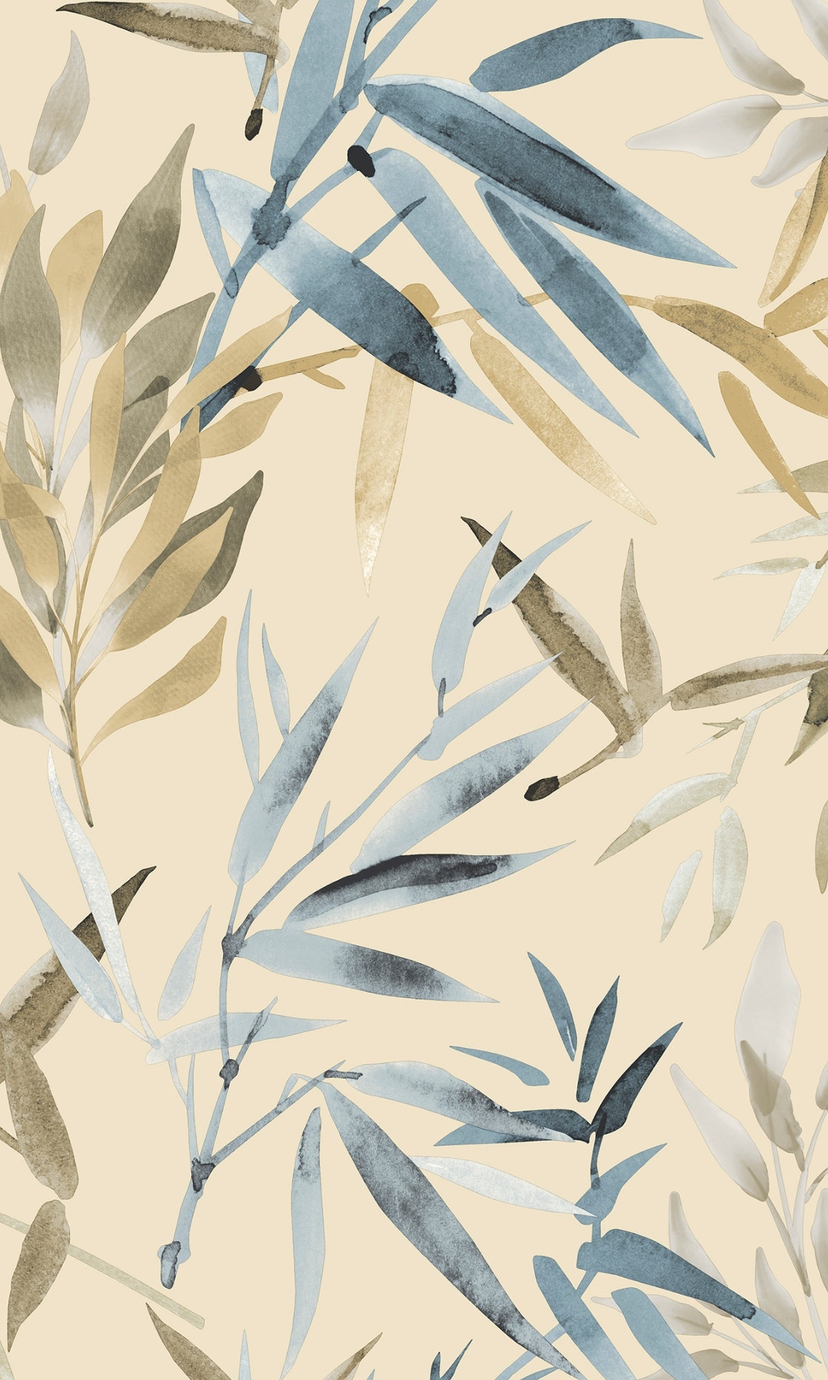 Bamboo Leaves Tropical Wallpaper in Blue