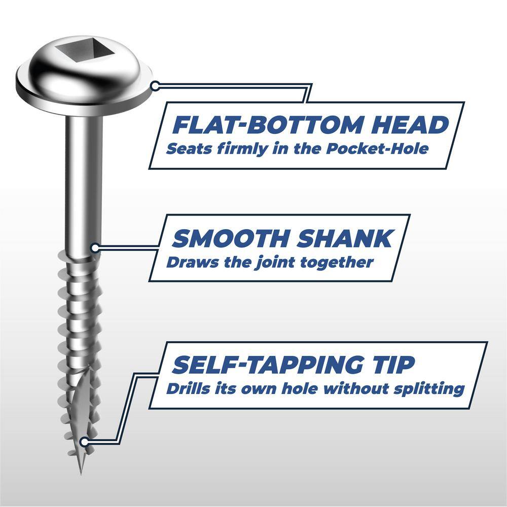 Kreg #7 x 1-14 in. Square Maxi-Loc Head Fine Pocket-Hole Screw (100-Pack) SML-F125-100