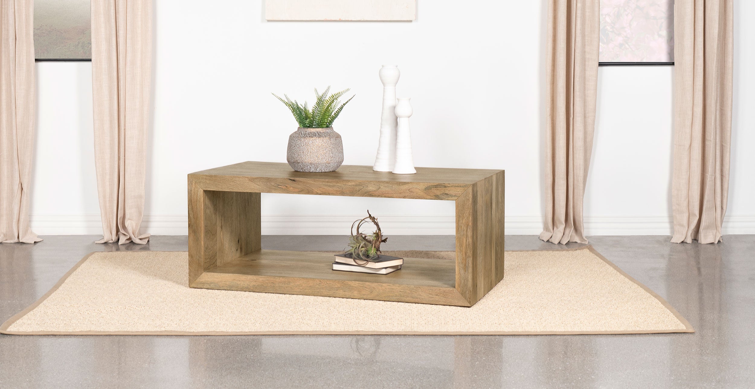 Benton Rectangular Solid Wood Coffee Table Natural-704838