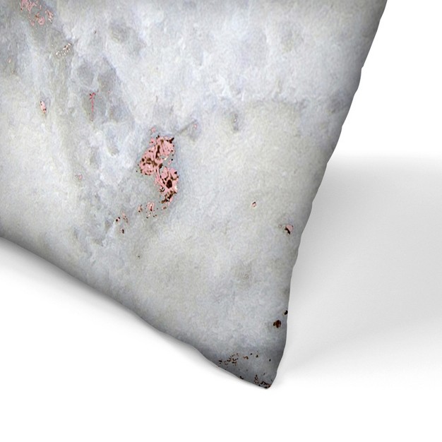 Americanflat Abstract Rose Gold Blush Metal Foil On Marble Square By Grab My Art Throw Pillow