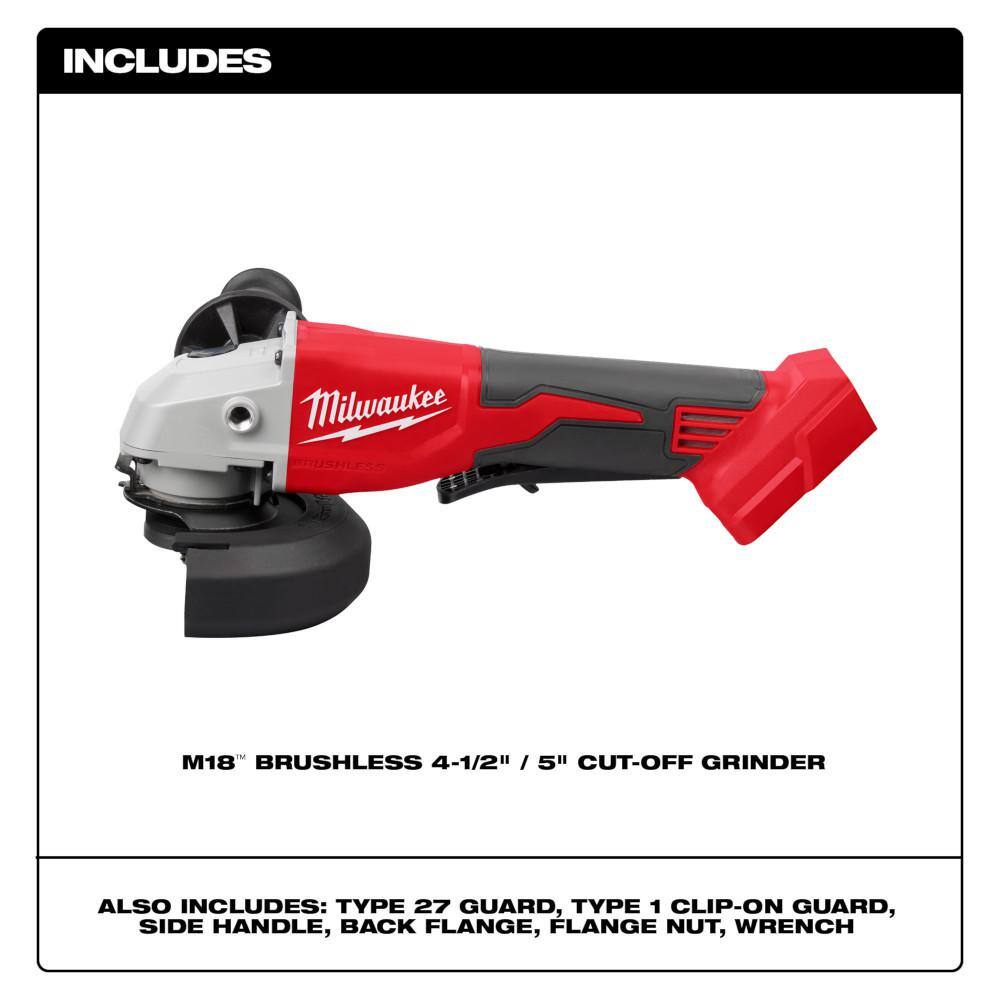 MW M18 18V Lithium-Ion Brushless Cordless 4-12 in.5 in. Grinder wPaddle Switch (Tool-Only) 2686-20