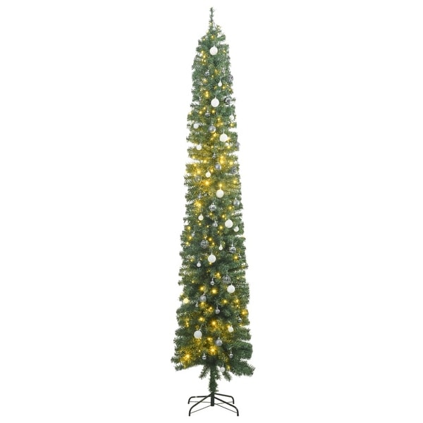 vidaXL Christmas Tree Decoration Artificial Slim Tree with Stand Green PVC