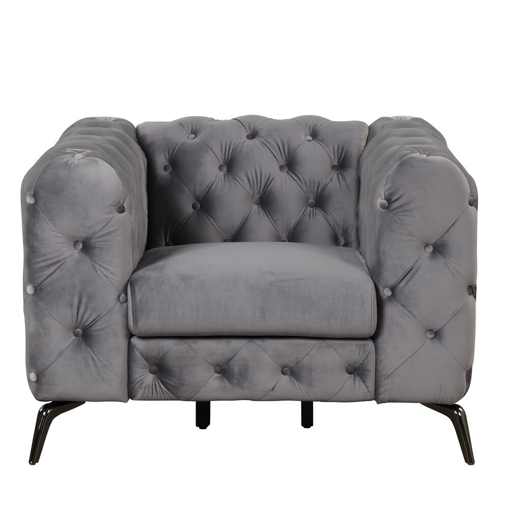 3 Piece Tufted Sofa Set in Velvet 3 Seat Sofa Loveseat Single Chair   189\