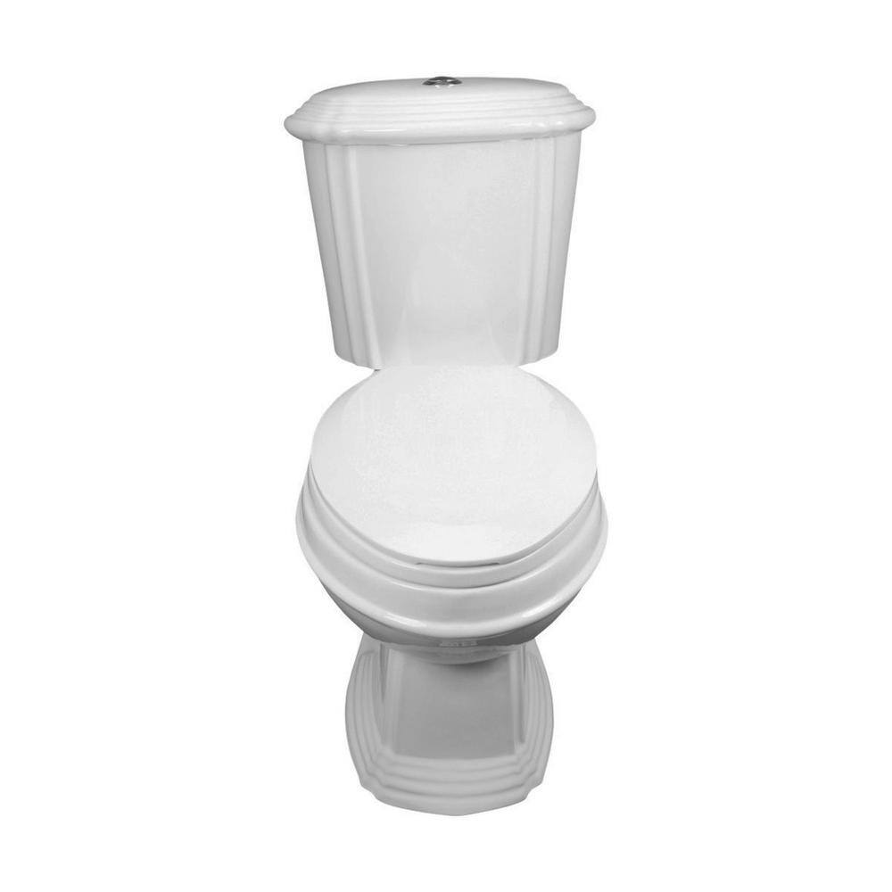 RENOVATORS SUPPLY MANUFACTURING Sheffield 2-Piece 0.8 GPF1.6 GPF WaterSense Dual Flush Elongated Toilet in White with Slow Close Seat 10783