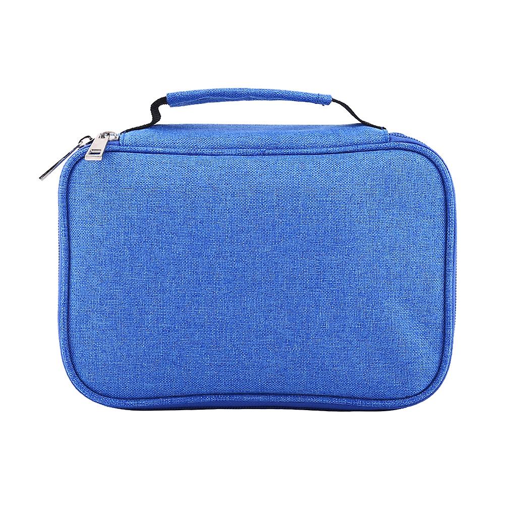 72 Slots Multifunction Foldable Fabric Pencil Case Large Capacity Zipper Pen Bag Blue