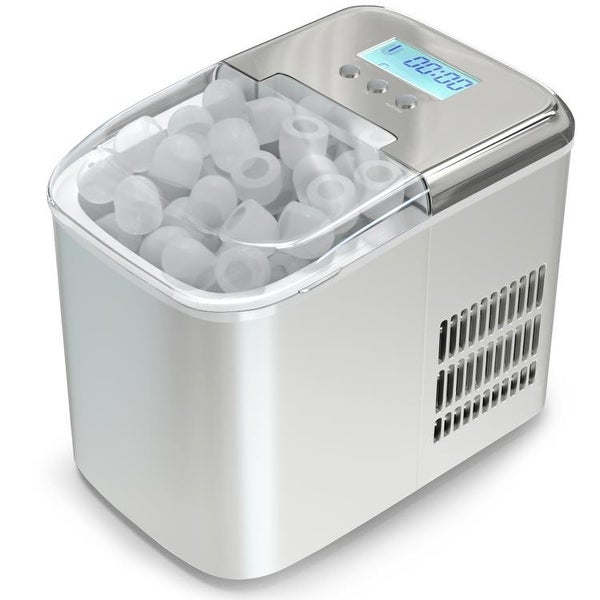 26 lbs Countertop LCD Display Ice Maker with Ice Scoop - 14.5