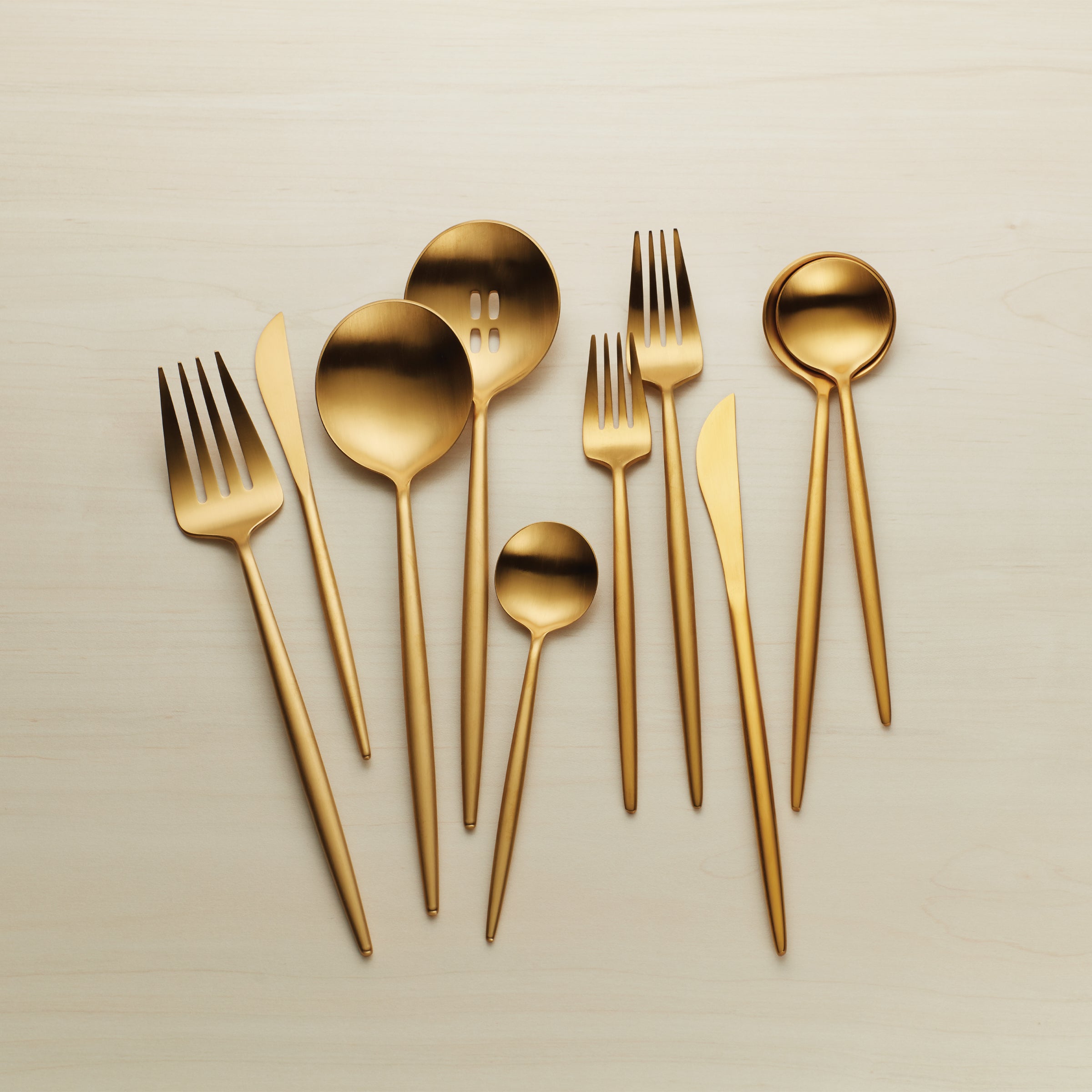 Skandia Zephyr Satin Gold 45 Piece Flatware Set