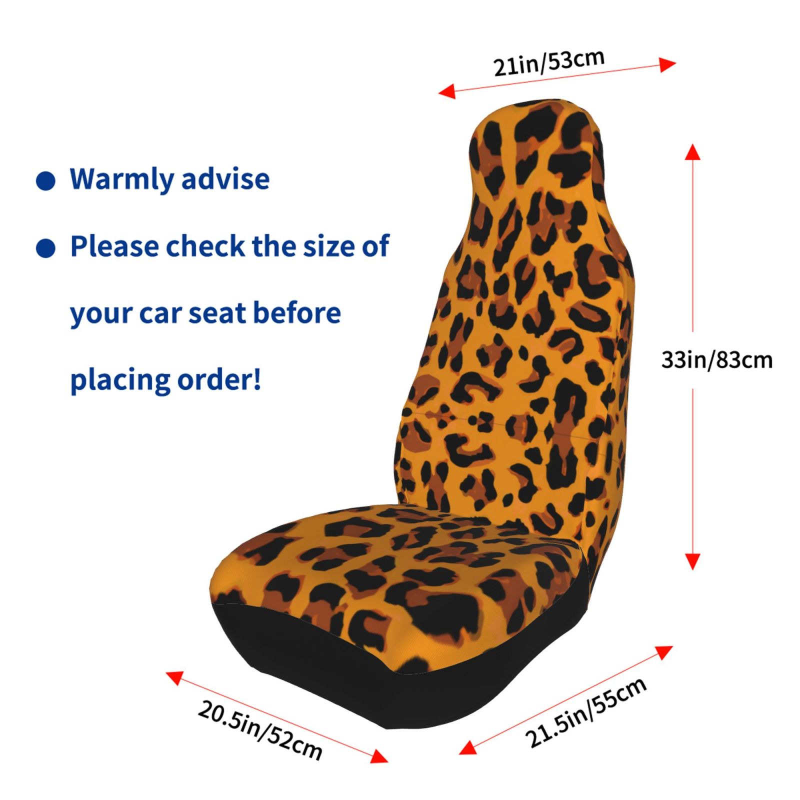 TEQUAN Front Seat Covers， Orange Leopard Skin Texture Pattern 2 Piece Car Seat Cover Fit Most Car SUV Truck Van