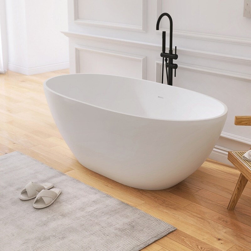 Alvana 61'' x 29.5'' Freestanding Soaking Solid Surface Bathtub