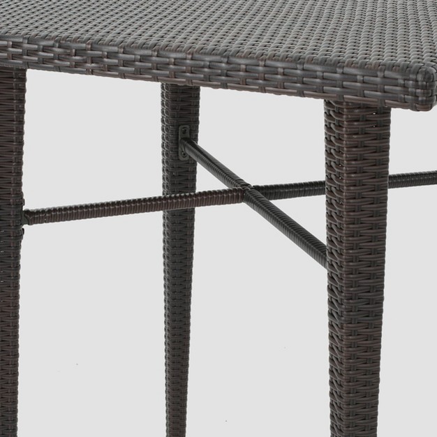 Dominica Square Wicker Bar Table Brown Christopher Knight Home