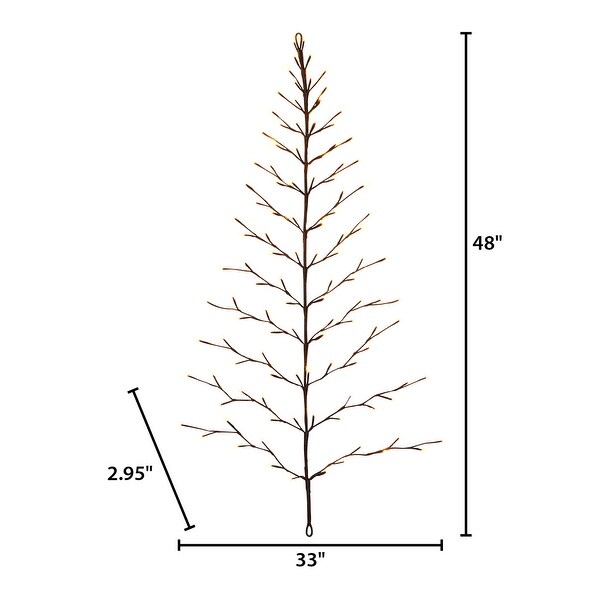 4 ft Tall Christmas Tree Wall Hanging with 112 Warm White LED Lights