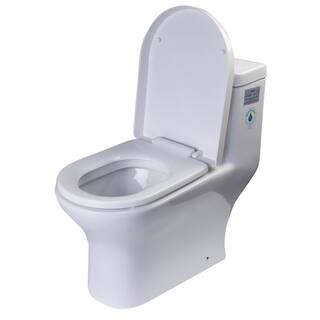 EAGO 1-Piece 0.81.6 GPF Dual Flush Elongated Toilet in White TB353