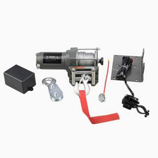 BRIDGELAND 3000 Lb. 12 Volt DC Powered Electric ATV Winch with Roller Fairlead Corded Remote 40 ft. Cable 91050