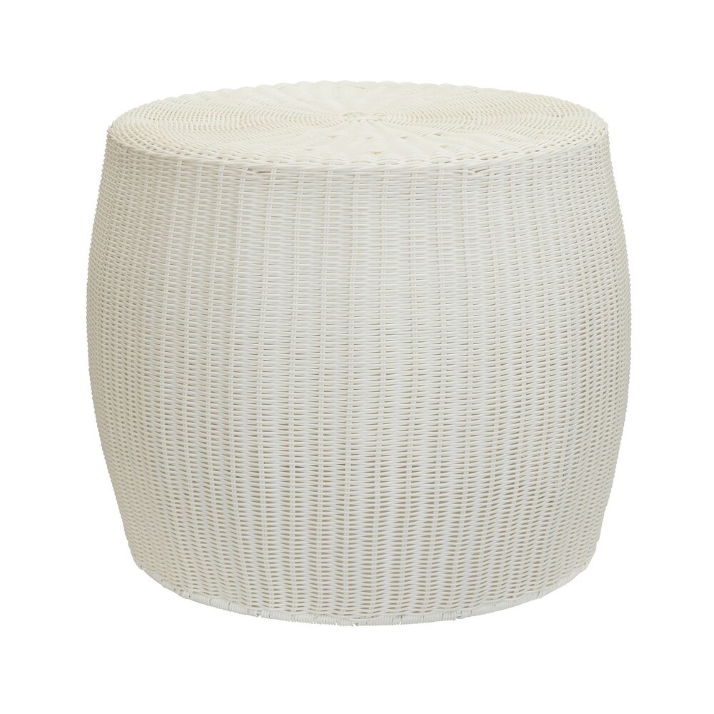 Handwoven Resin Barrel Side Table Storage Container