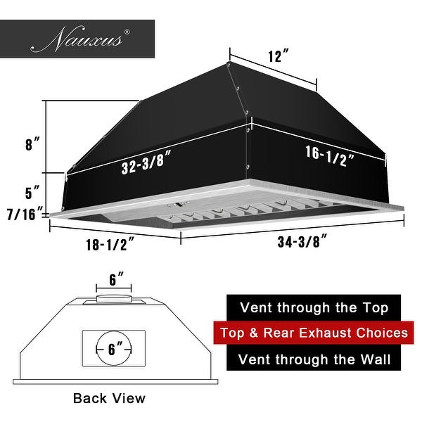 30/36 in. 3-Speeds 600CFM Ducted Insert/Built-in Range Hood， Ultra Quiet in Stainless Steel with Dimmable Lights