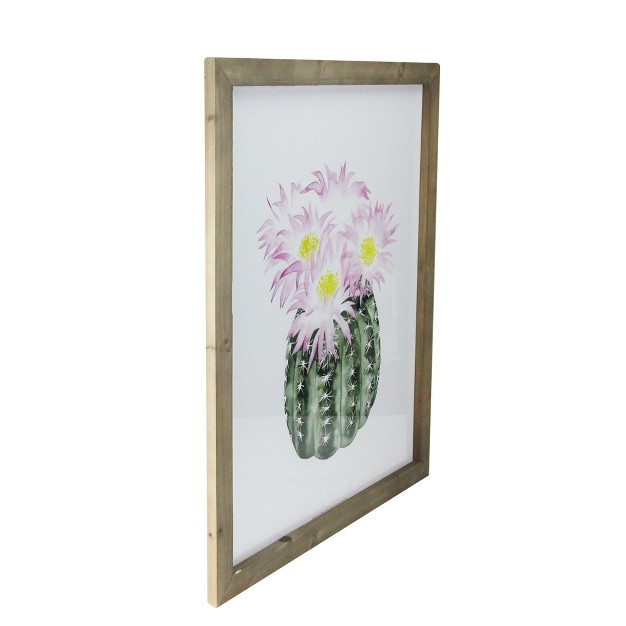 Pink And Yellow Cactus Decorative Wooden Framed Print Wall Art