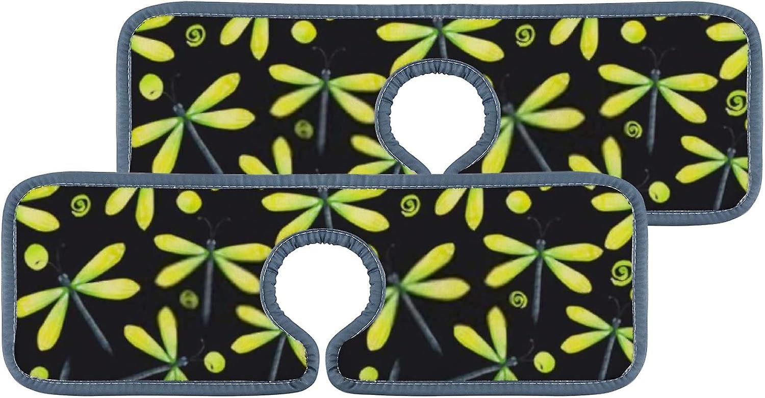 Faucet Absorbent Mat 4 Pcs Flowers With Leaves Kitchen Faucet Splash Catcher Washable Counter Drying Pads