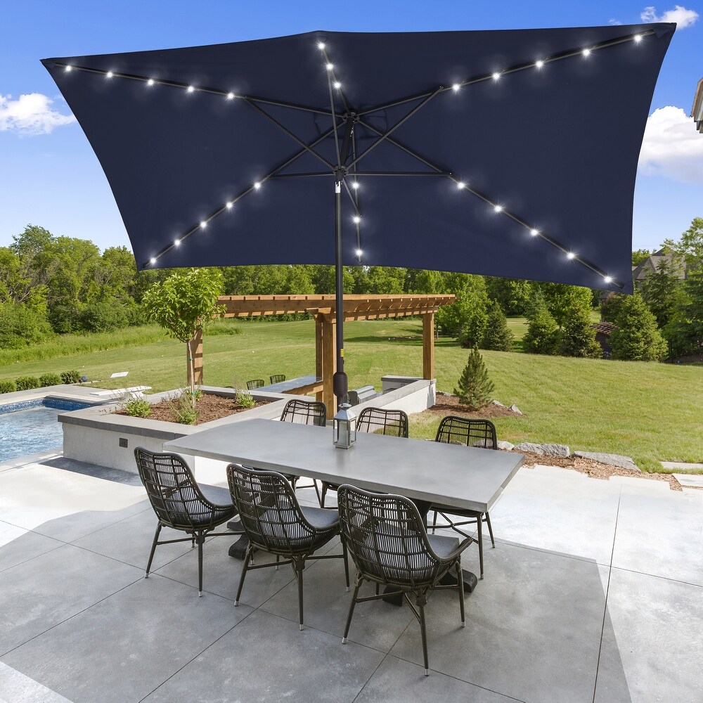 BONOSUKI Outdoor 10 x 6.5ft LED Umbrella Patio Market Table Umbrella