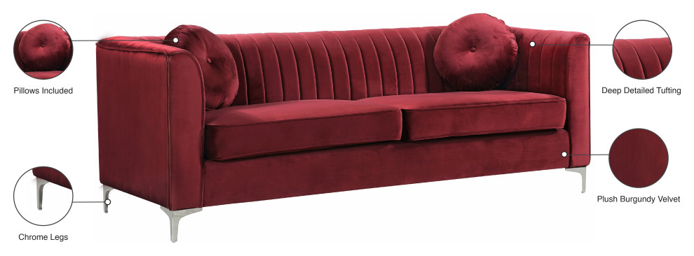 Isabelle Velvet Upholstered Set   Midcentury   Sofas   by Meridian Furniture  Houzz