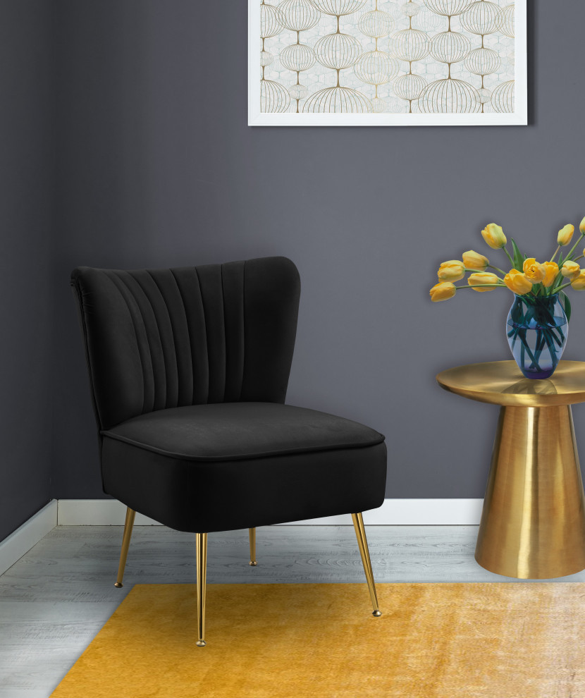 Tess Channel Tufted Velvet Accent Chair   Midcentury   Armchairs And Accent Chairs   by Meridian Furniture  Houzz