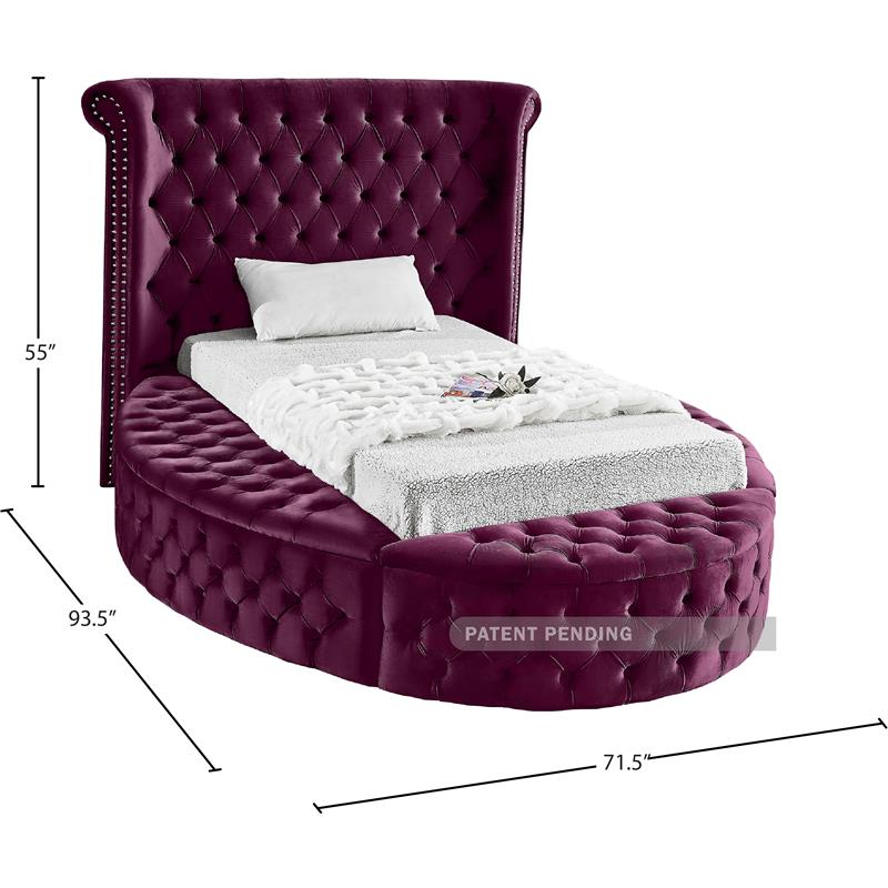 Meridian Furniture Luxus Purple Velvet Twin Bed