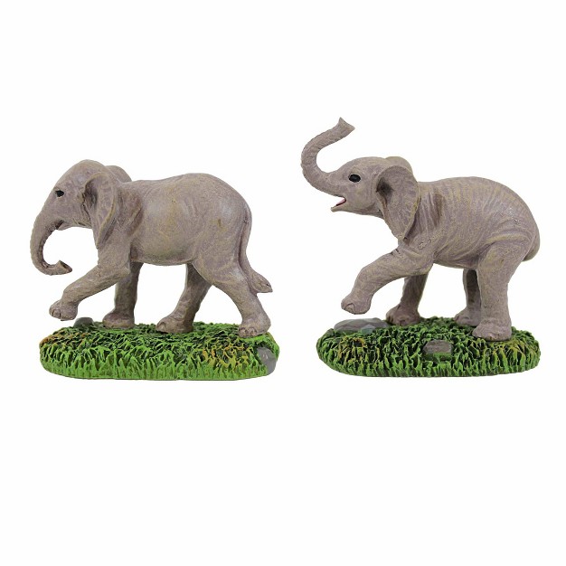 Department 56 Villages Zoological Garden x27 s Elephants Two Figurines 2 75 Inches Dickens x27 Village Largest Mammal 6011453 Polyresin