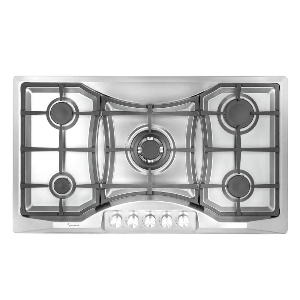 Empava 36 in Builtin Gas Cooktop in Stainless Steel with 5 Sealed Burners Gas Stove