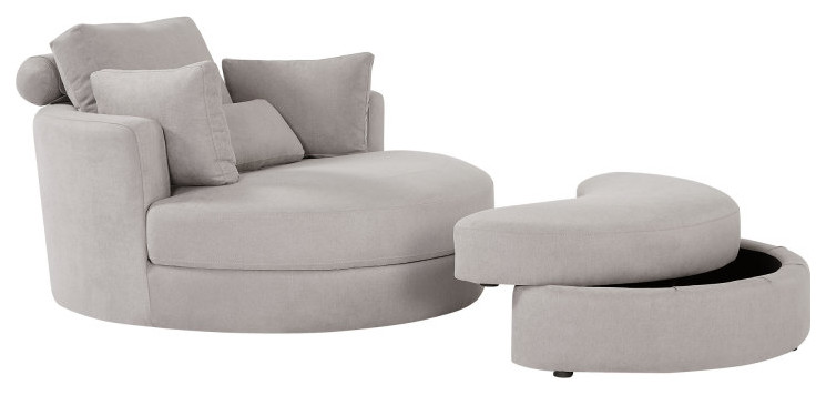 Modern Grey Sofa with a Storage and a Big Round Linen Fabric Chair for Lounge   Transitional   Sofas   by Miron Demid LLC  Houzz