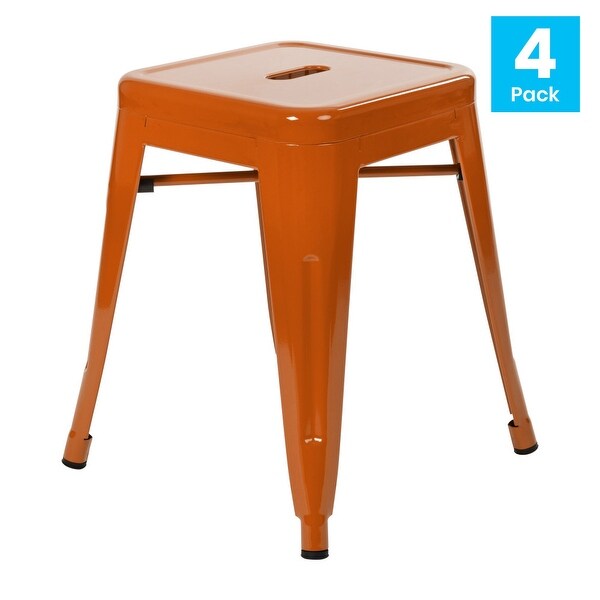 18 Inch Table Height Indoor Stackable Metal Dining Stool-Set of 4