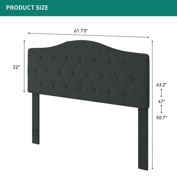 Modern Adjustable Tufted Upholstered Headboard - - 37629929