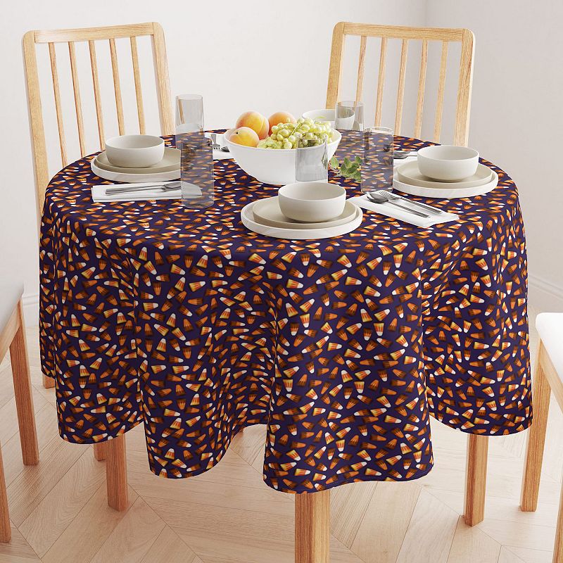 Round Tablecloth， 100% Polyester， 90 Round， 3D Candy Corn