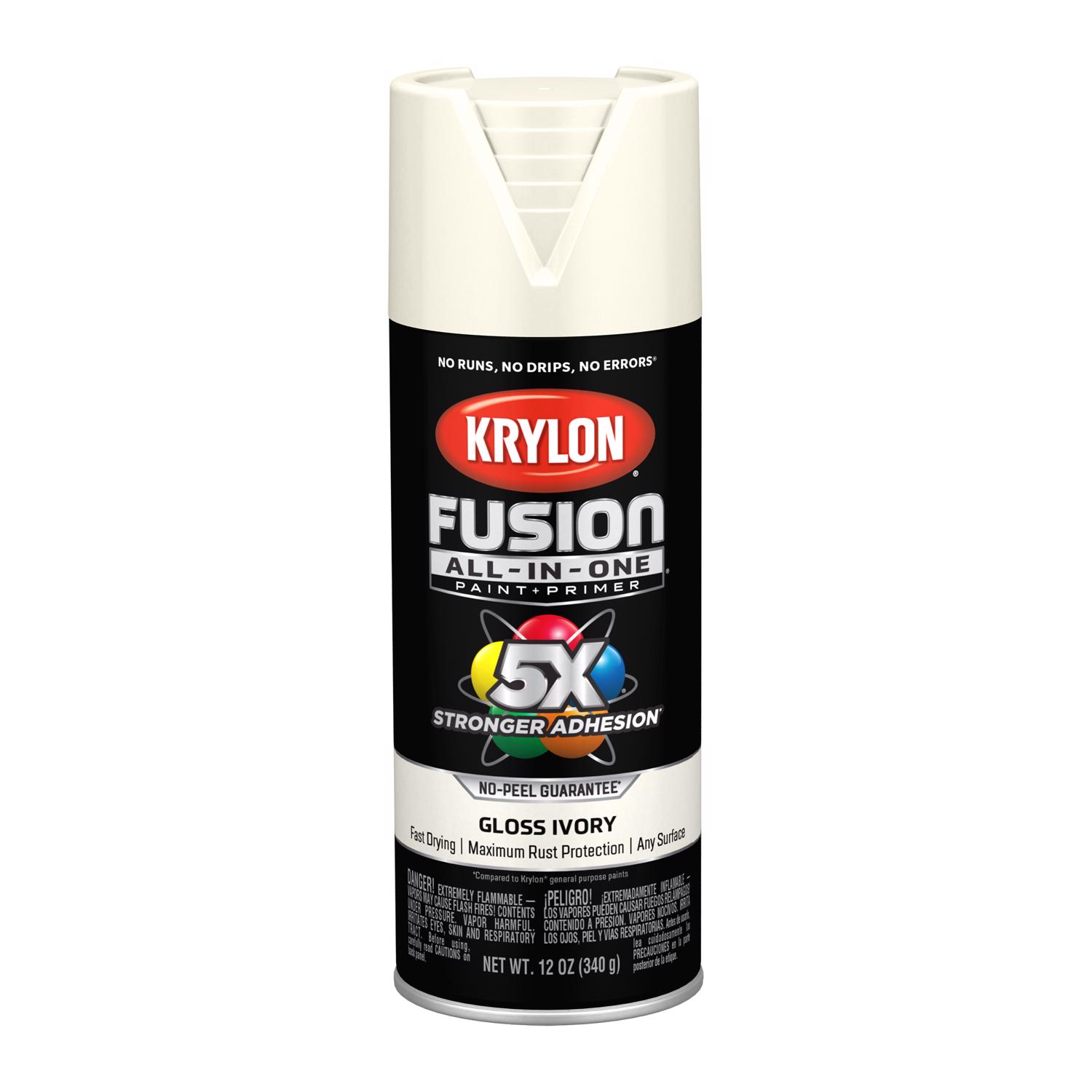 Krylon Fusion All-In-One Gloss Ivory Paint+Primer Spray Paint 12 oz