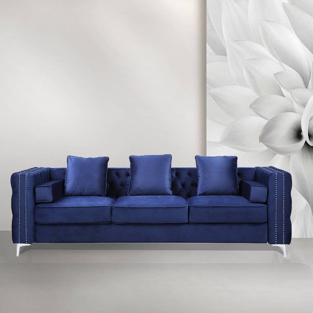 Bovasis Velvet Sofa Blue Acme Furniture