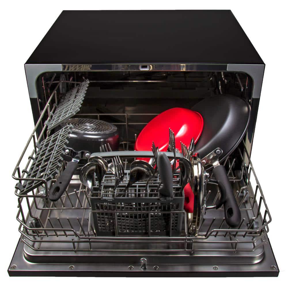 Magic Chef 21 in Black Electronic Countertop 120volt Dishwasher with 6Cycles 6 Place Settings Capacity