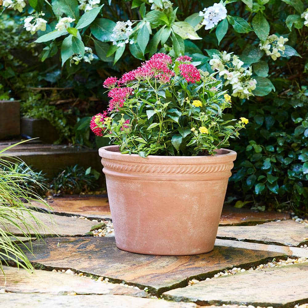 Southern Patio Michelle Medium 11.8 in. x 8.94 in. 10 qt. Terracotta Clay Outdoor Planter CLY-081647