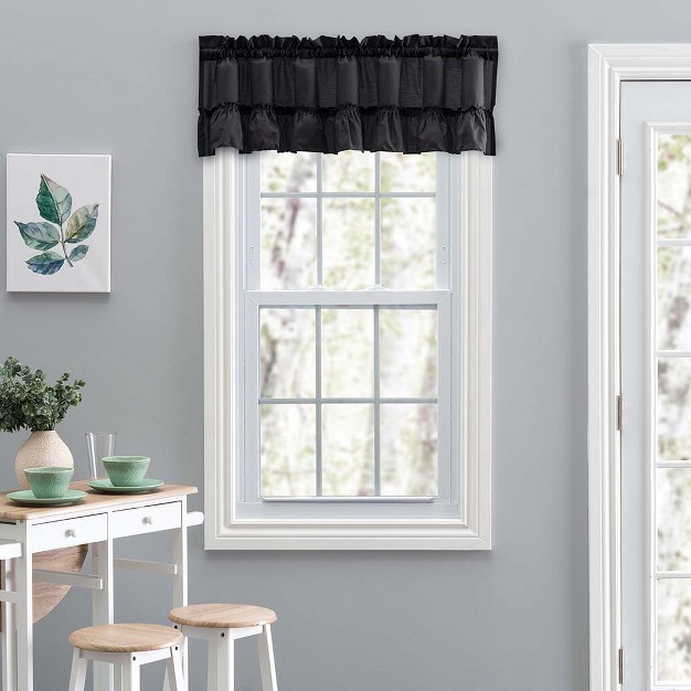 Rod Pocket High Quality Fabric Ruffled Filler Valance 54 quot x13 quot Black