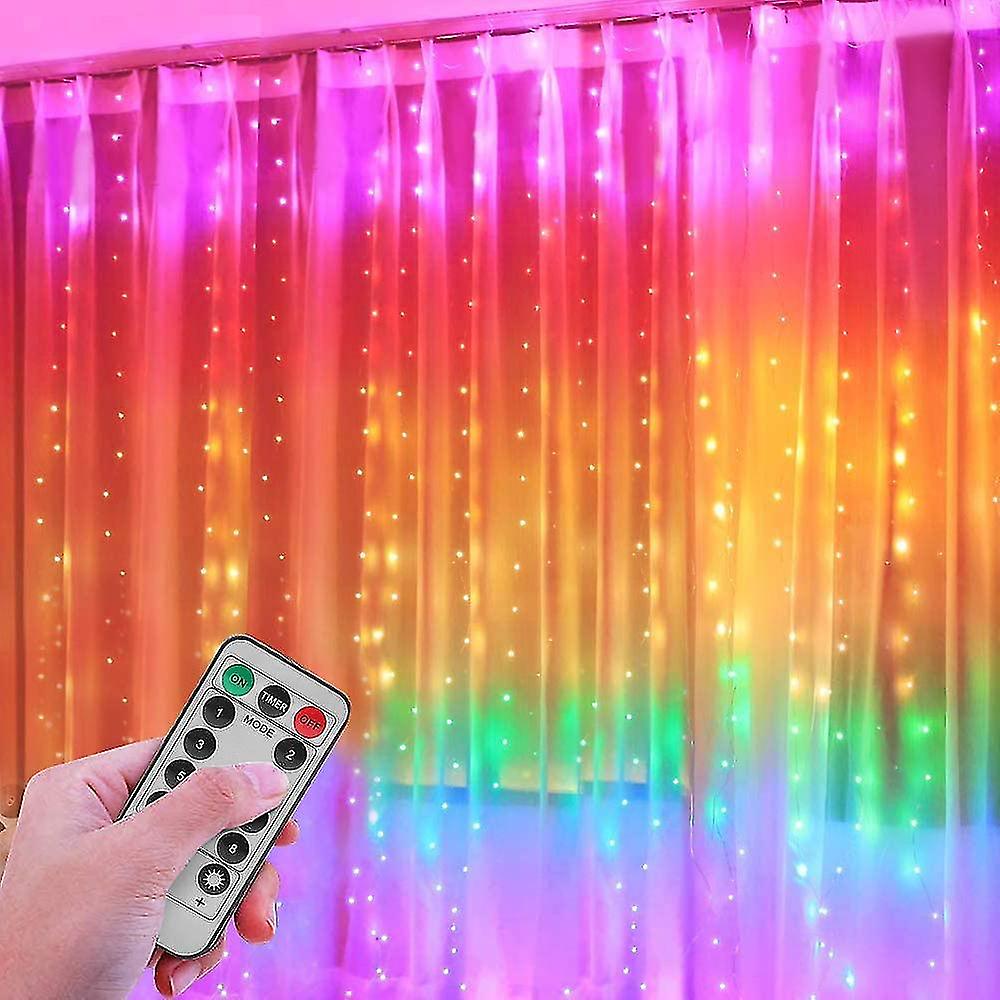 Light Curtain， 280 Leds Colorful Light Chain Curtain 3mx2.8m Waterproof