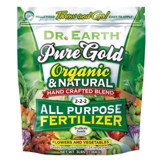 DR. EARTH 3 lbs. 45 sq. ft. Organic Pure Gold All Purpose Fertilizer Pelletized 100534587