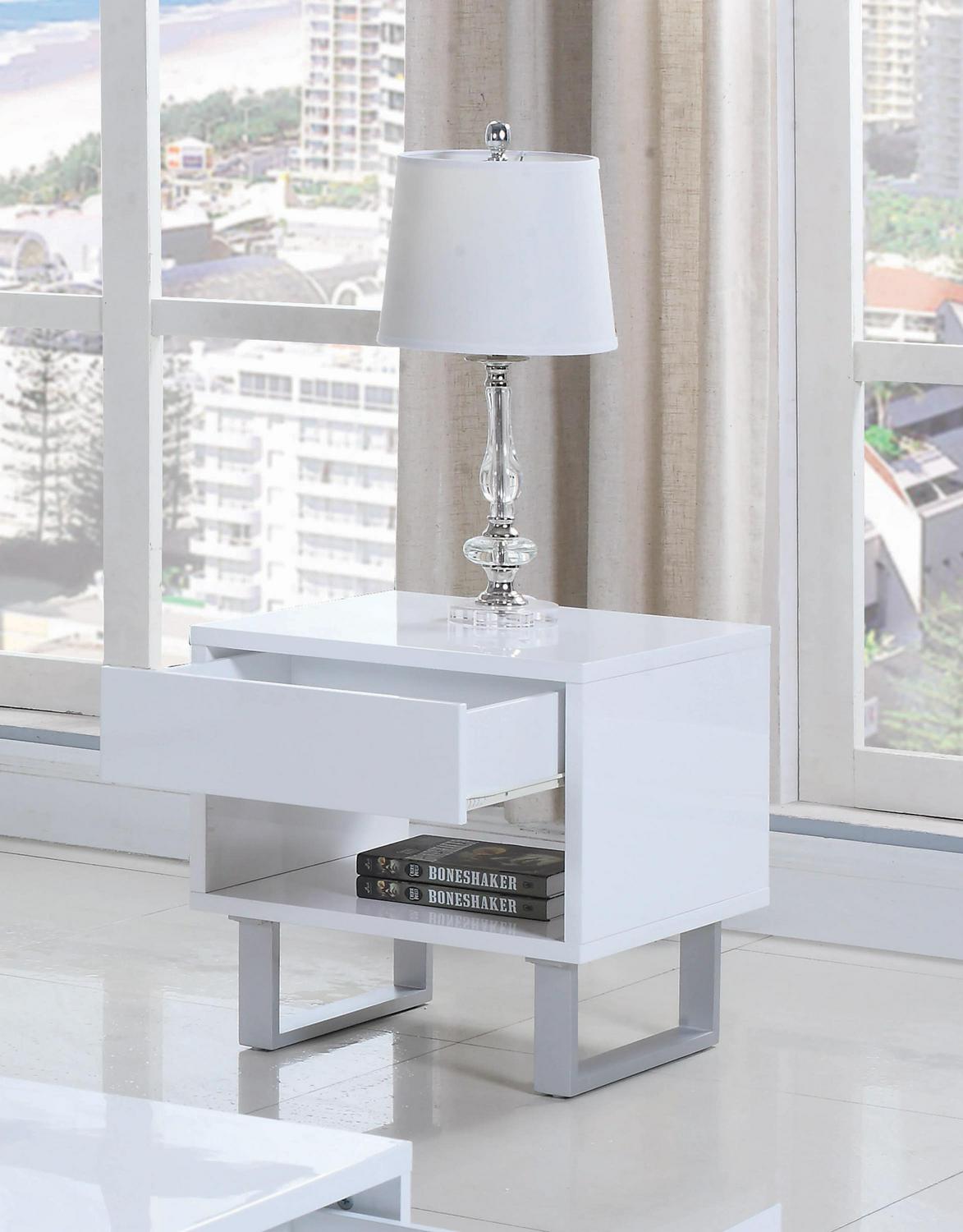 1-drawer End Table High Glossy White