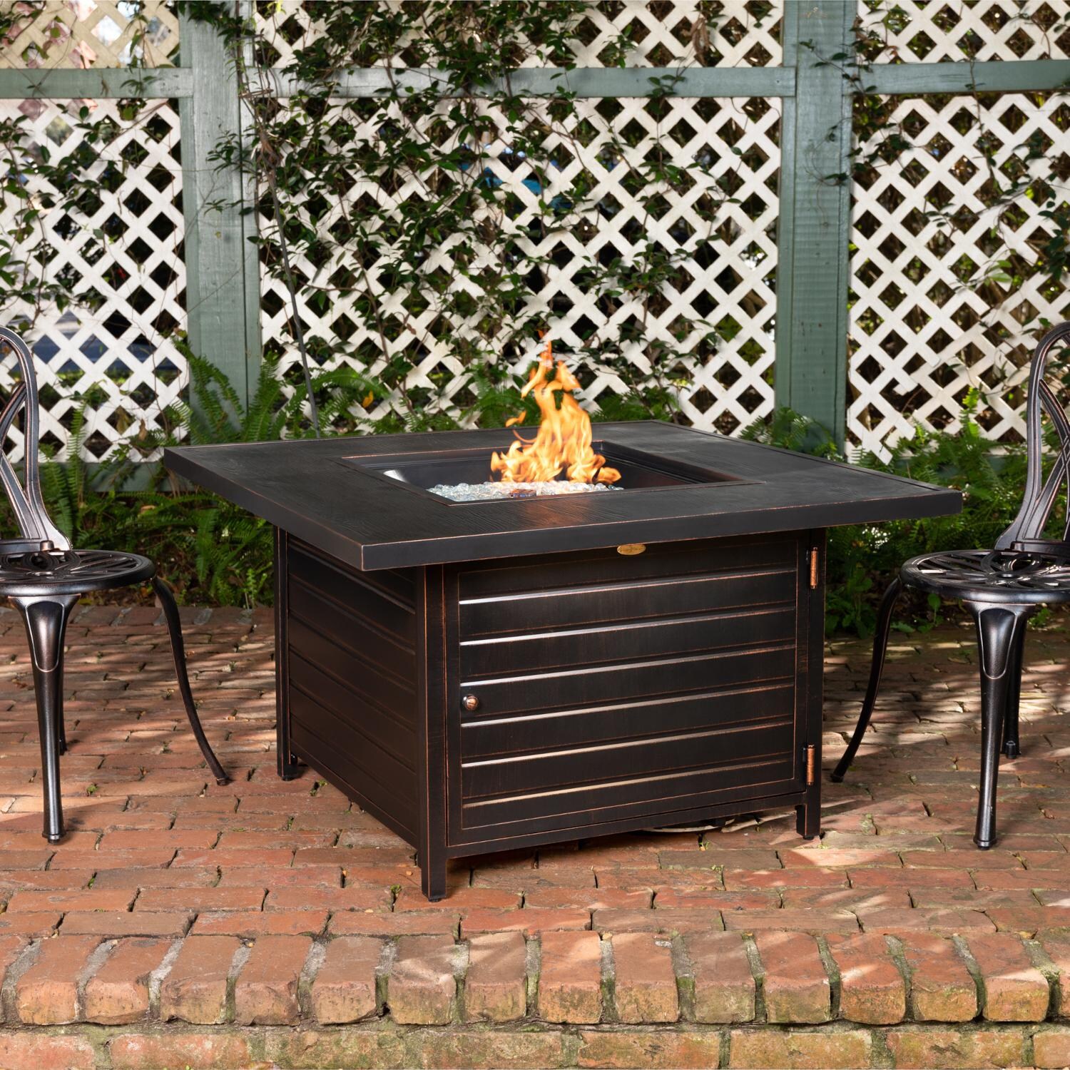 Ultimate Patio Saddlebunch 40-Inch Square Aluminum Propane Fire Pit Table