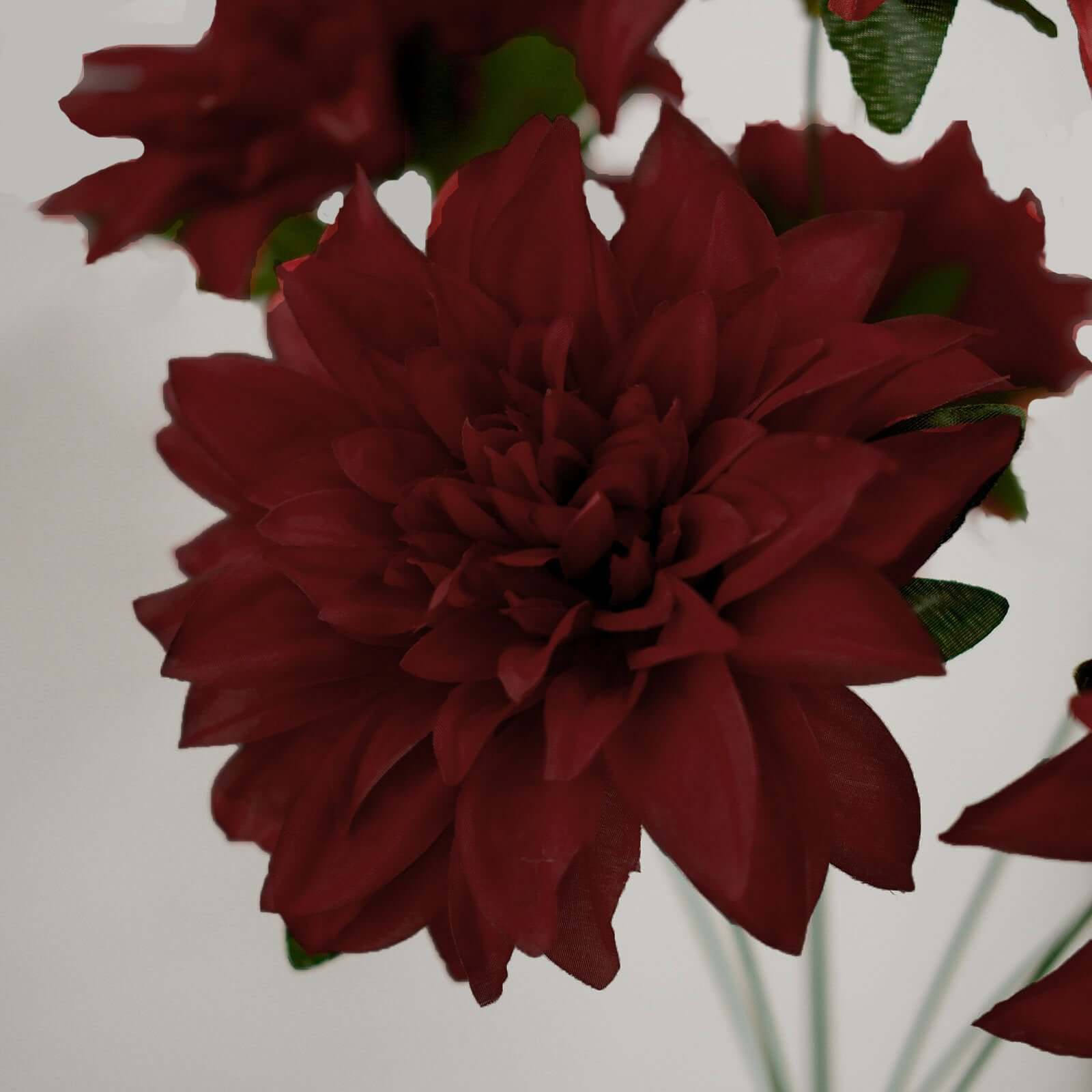 2 Bouquets Burgundy Artificial Silk Dahlia Flower Spray Bushes 20