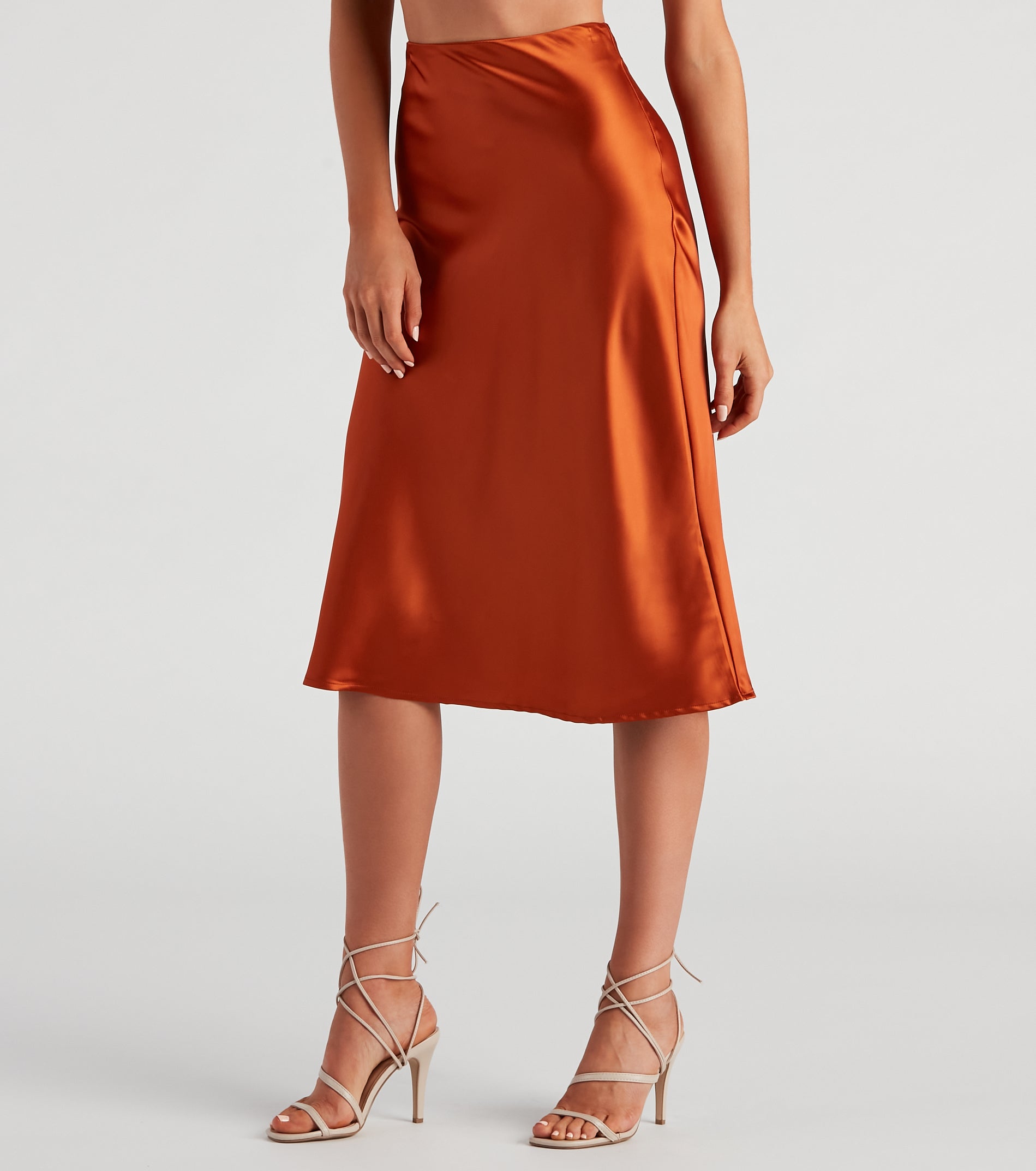 Silky-Chic Satin Midi Skirt