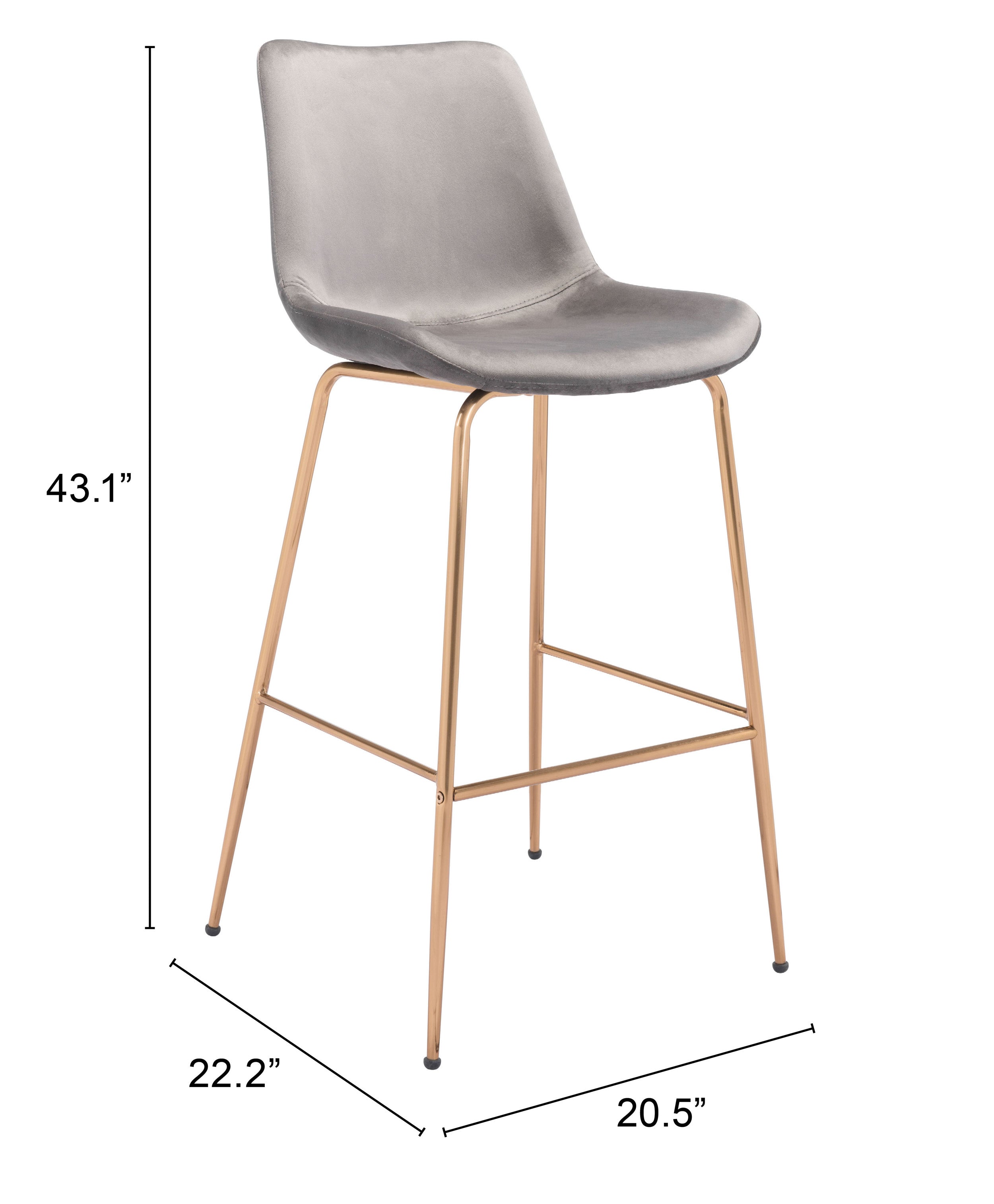 Bar Stool Chair Barstool， Steel Metal， Fabric， Gray Grey， Gold， Bar Kitchen Pub Cafe Bistro Hotel Restaurant Hospitality