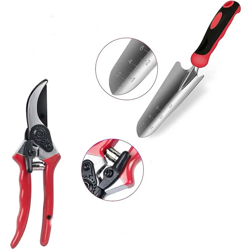 Custom 10 Pcs Stainless Steel Heavy Duty Gardening Tools Set with Folding Saw Garden Hand Tools Starter Kit Gift Sets for Women