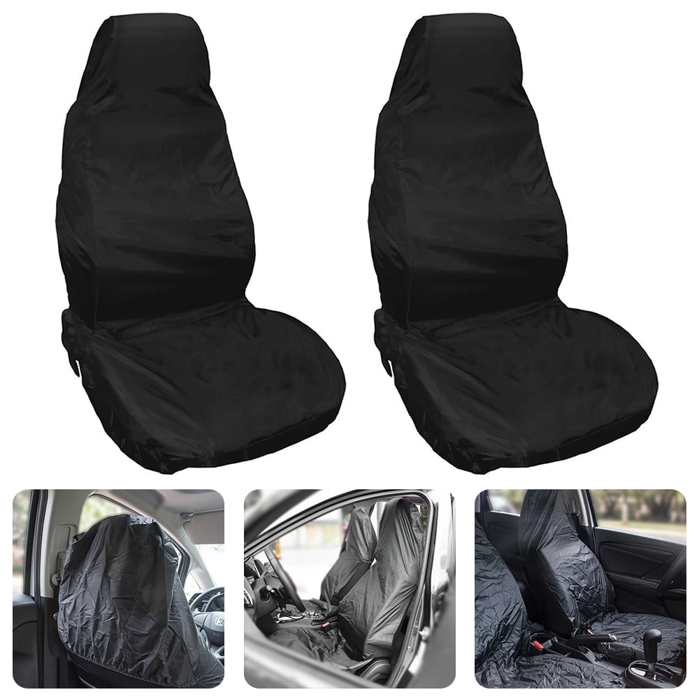 NKTIER 2PCS Waterproof Car Seat Cover Heavy Duty Polyester Universal Car Seat Protector Foldable Black Car Front Seat Covers