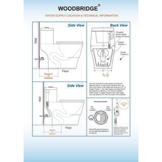 WOODBRIDGE Bering 1-Piece 1.01.6 GPF High Efficiency Dual Flush Elongated Map Flush 1000g WaterSense Toilet in Black HB0941