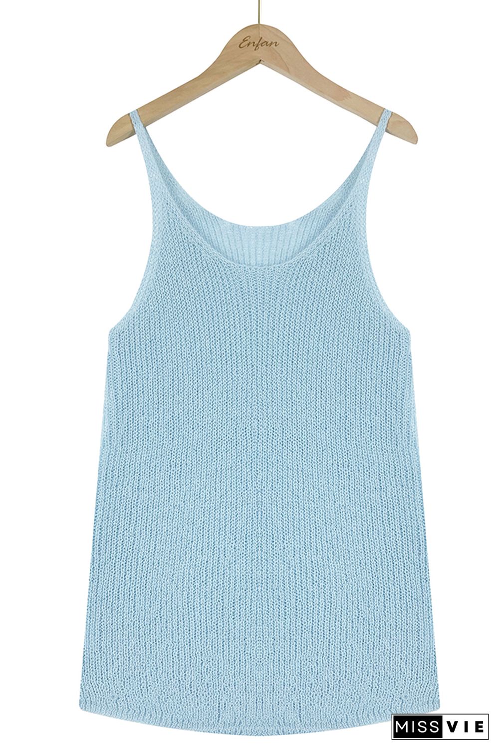 Color Block and Plain U Neck Knit Tank Top