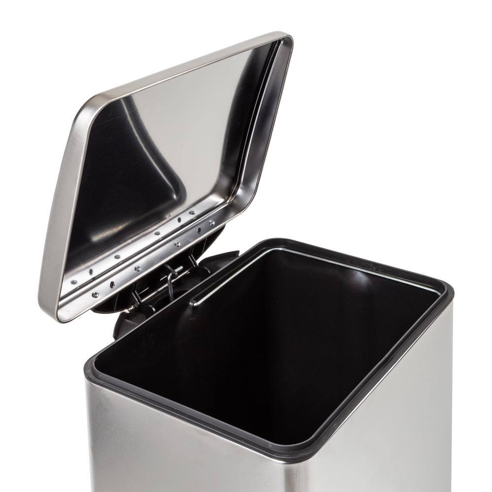 Honey-Can-Do 15.3 Gal. Silver Stainless Steel Wide Step Trash Can with Lid TRS-09336