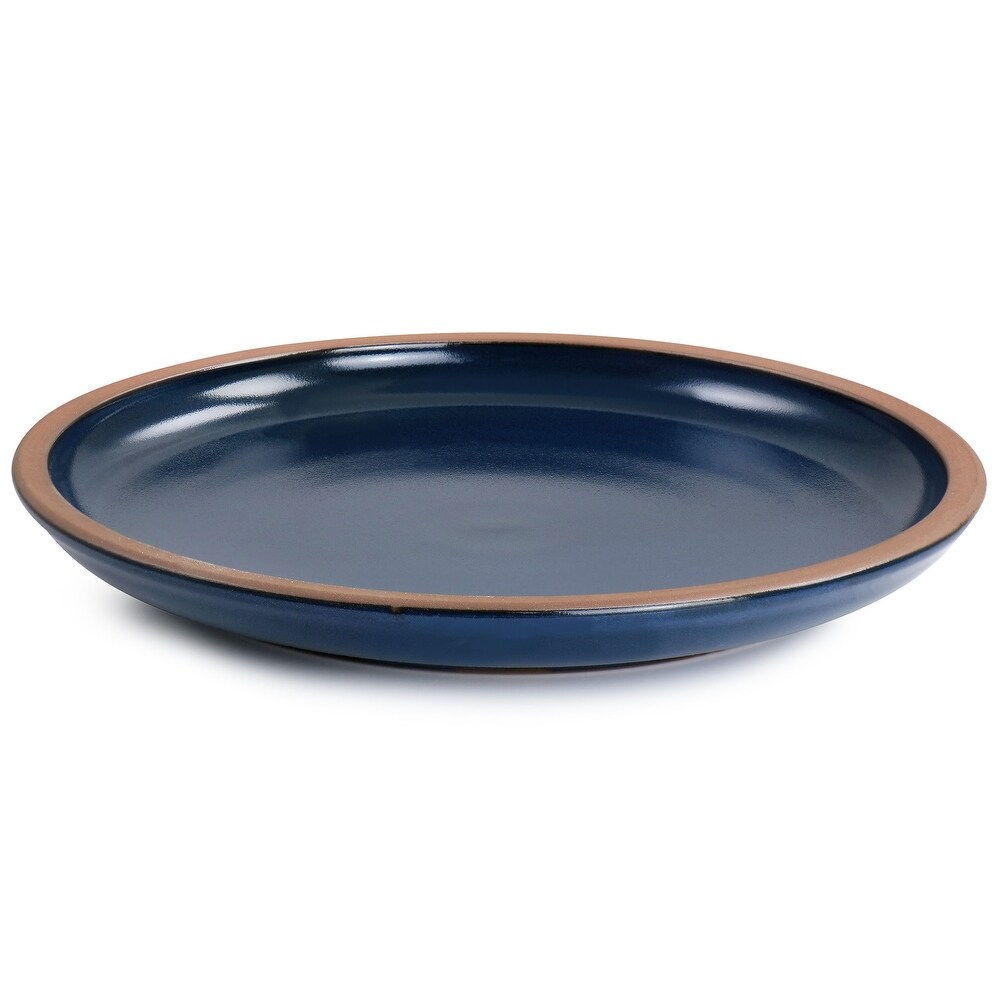 Gibson Elite Dumont 4 Piece Terracotta 10.8in Dinner Plate Set in Dark Blue   4 Piece